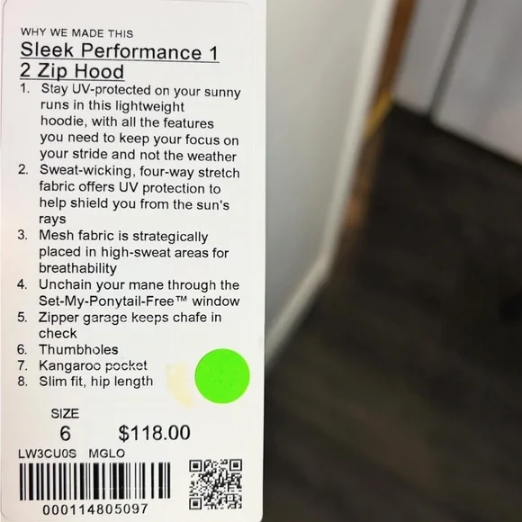 BRAND NEW - HOODED - LULULEMON - slick performance one- 2 ZIP HOOD - Picture 3 of 4